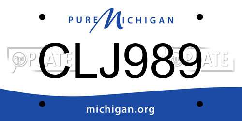 CLJ989 Michigan License Plate