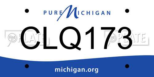CLQ173 Michigan License Plate