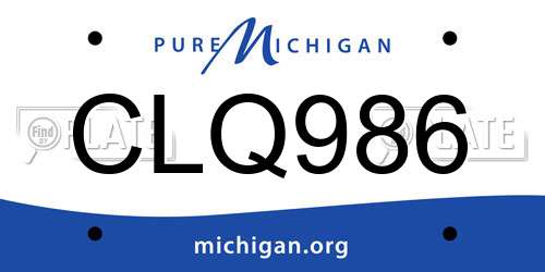 CLQ986 Michigan License Plate