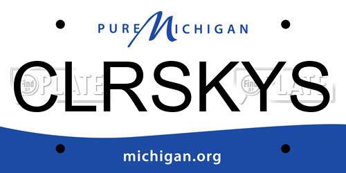 CLRSKYS Michigan License Plate