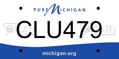 CLU479 Michigan License Plate