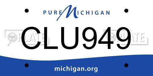 CLU949 Michigan License Plate