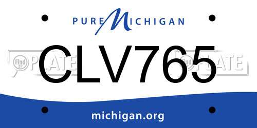 CLV765 Michigan License Plate