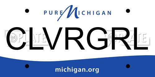 CLVRGRL Michigan License Plate
