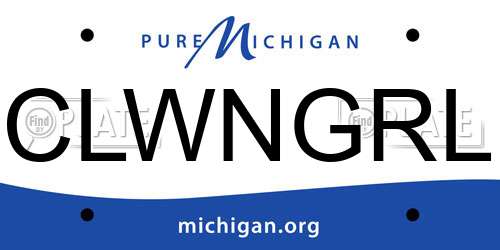 CLWNGRL Michigan License Plate