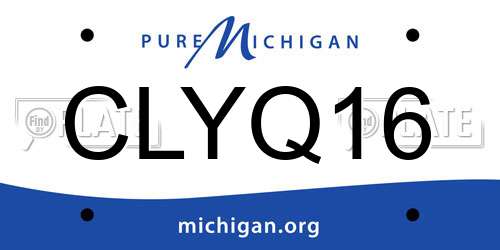 CLYQ16 Michigan License Plate