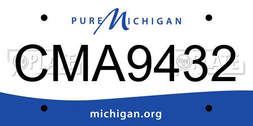 CMA9432 Michigan License Plate