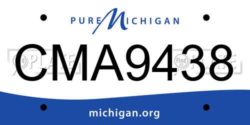 CMA9438 Michigan License Plate