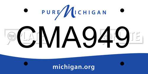 CMA949 Michigan License Plate
