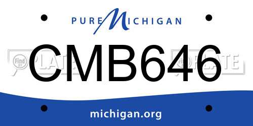 CMB646 Michigan License Plate