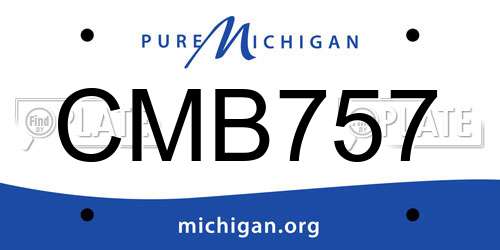 CMB757 Michigan License Plate