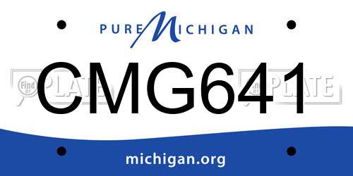 CMG641 Michigan License Plate