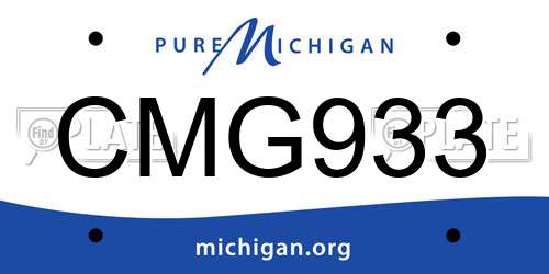 CMG933 Michigan License Plate