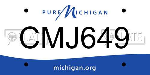 CMJ649 Michigan License Plate