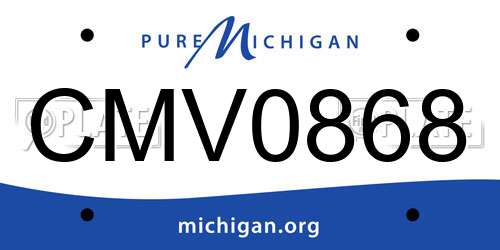 CMV0868 Michigan License Plate