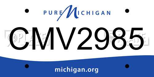CMV2985 Michigan License Plate