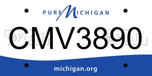 CMV3890 Michigan License Plate