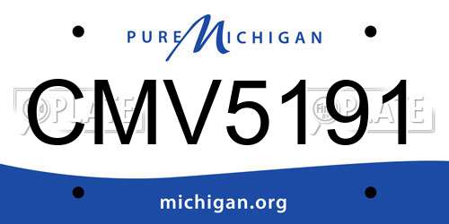 CMV5191 Michigan License Plate