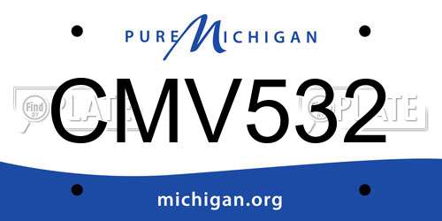 CMV532 Michigan License Plate