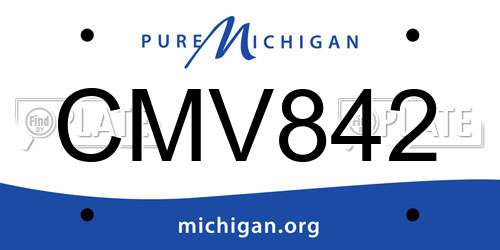 CMV842 Michigan License Plate