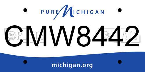 CMW8442 Michigan License Plate