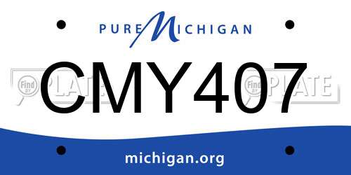 CMY407 Michigan License Plate