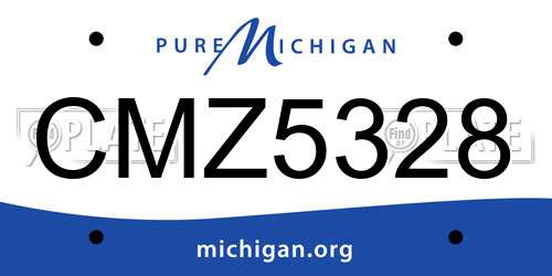 CMZ5328 Michigan License Plate