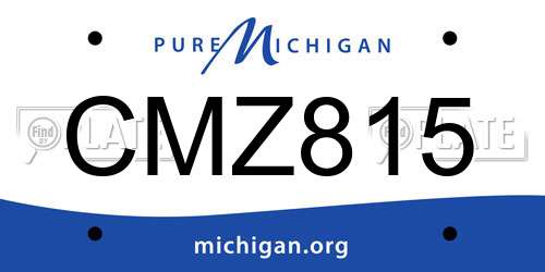 CMZ815 Michigan License Plate
