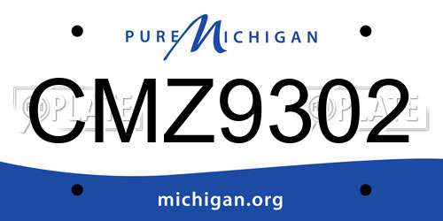 CMZ9302 Michigan License Plate