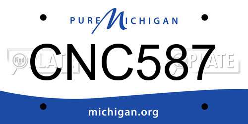 CNC587 Michigan License Plate