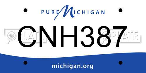 CNH387 Michigan License Plate