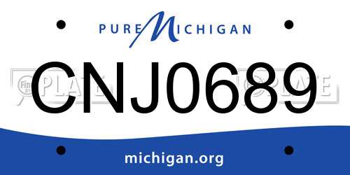 CNJ0689 Michigan License Plate