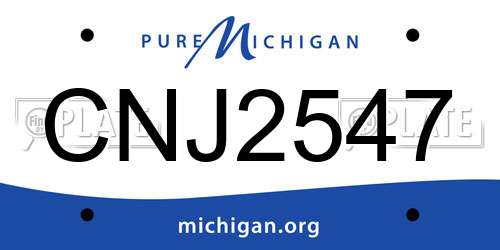 CNJ2547 Michigan License Plate