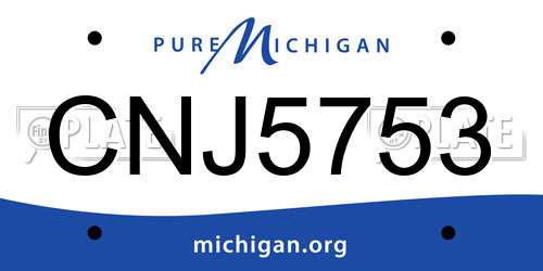 CNJ5753 Michigan License Plate