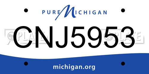 CNJ5953 Michigan License Plate