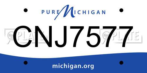 CNJ7577 Michigan License Plate