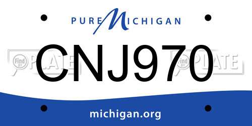 CNJ970 Michigan License Plate
