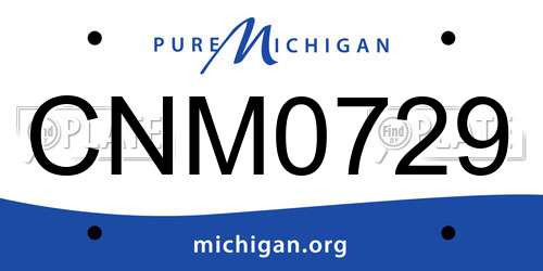 CNM0729 Michigan License Plate