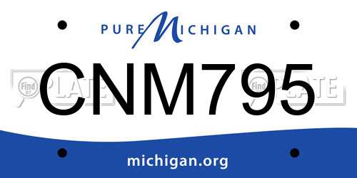 CNM795 Michigan License Plate
