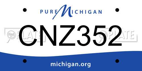 CNZ352 Michigan License Plate
