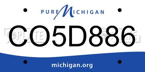 CO5D886 Michigan License Plate