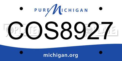 COS8927 Michigan License Plate