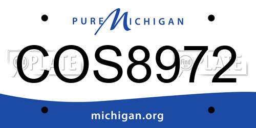COS8972 Michigan License Plate