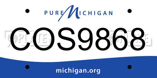 COS9868 Michigan License Plate
