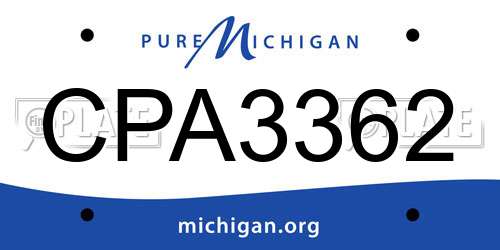 CPA3362 Michigan License Plate