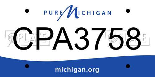 CPA3758 Michigan License Plate