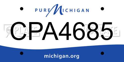 CPA4685 Michigan License Plate