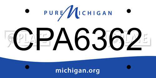 CPA6362 Michigan License Plate