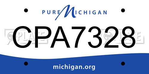 CPA7328 Michigan License Plate