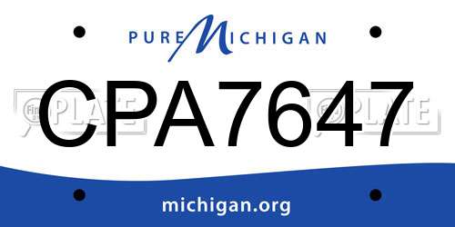 CPA7647 Michigan License Plate